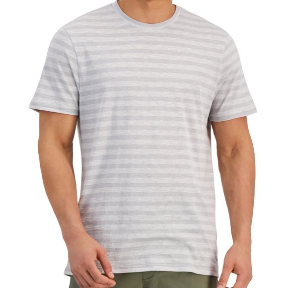 Inc International Concepts Mens Broken Stripe V Neck T Shirt White Size Large